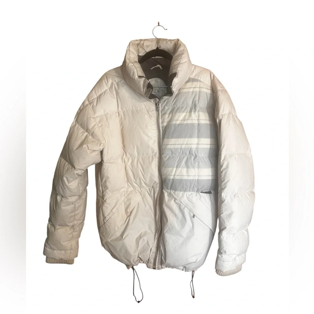 Holden Weston Stripe Down Puffer Jacket - women Medium - White/Grey - No Hood